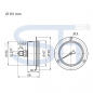 Preview: Manometer Ø 63 - 0 - 4 BAR - R 1/4" hinten zentriert für Tafeleinbau