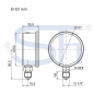 Preview: Manometer Ø 63 - 0 - 1 BAR - R 1/4" unten