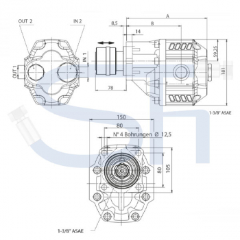 OMFB Guss Außenzahnradpumpe 135,88ccm - NPGH ASAE-F - linksdrehend