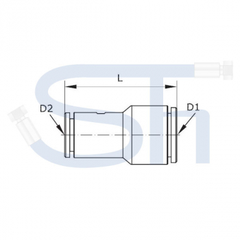 Gerader Reduziersteckverbinder 10mm - 8mm - Kunststoff
