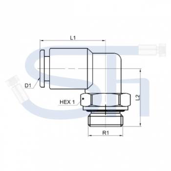 Winkelsteckverbinder zylindrisch 10mm - R 1/4" - Kunststoff
