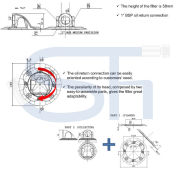 EASY-Filter Tankeinbau R 1" - 220 Liter/min - 40µm - mit geringer Bauhöhe und drehBarem Anschlusskopf