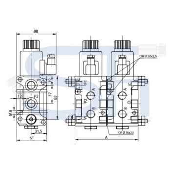 6/2-Wege Elektromagnetventil 50L R 3/8" - 12 V DC