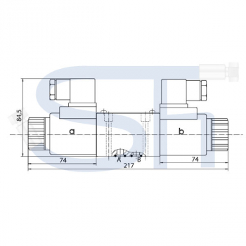 4/3-Wegeventil CETOP 03 - 60 l/min - NG6 - 12 V DC - Schaltstellung E