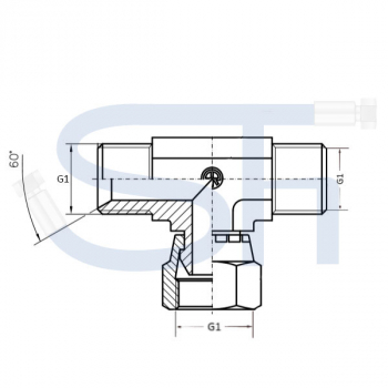 Einstellbare T-Verschraubung R 1 1/2"
