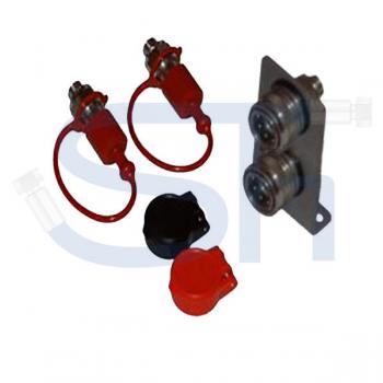 Abreißhalter / Halter 2-fach - Senkrecht für Steckkupplung BG3 mit 4 Seegeringen, 2 x Steckkupplung BG3 Muffe + Stecker 08L und Staubschutz / Halter für Muffe