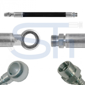 Hydraulikschlauch 2SC DN12 - Ringnippel D=18mm - AG - 15L (M 22x1.5)