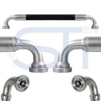 Hydraulikschlauch 4SP DN12 - SAE-Flansch 1/2" 3000psi - 90° Bogen - 90°-Bogen