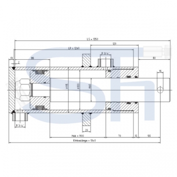 Holzspalterzylinder mit Kopfflansch 100/60/1100 Hub