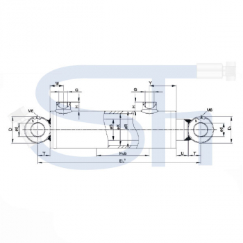 Hydraulikzylinder mit Querbuchse 32/20/800 Hub - doppeltwirkend