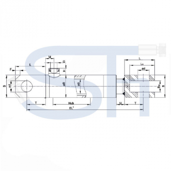 Hydraulikzylinder mit Gabelkopf 20/200 Hub - einfachwirkend