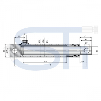 Hydraulikzylinder 25/100 Hub - einfachwirkend mit Loch