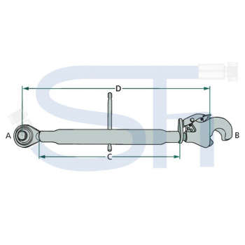 Mechanischer Oberlenker Kat. 2 - Länge 745mm - M 30x3,5 - mit Fanghaken