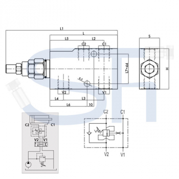 Senkbremsventil R 1/2" - einfachwirkend - druckkompensiert