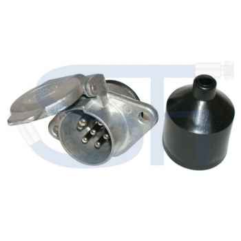 Steckdose 7-polig - 24 V - 16 Flachstecker 6,3mm - Alu