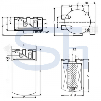 Saugfilter Leitungseinbau R 1 1/4" - 250 Liter/min - 25µm