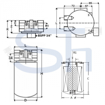 Saugfilter Leitungseinbau R 3/4" - 60 Liter/min - 125µm