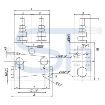 Schockventil R 1/2" 10 - 180 BAR - doppeltwirkend - mit Nachsaugung
