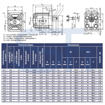 Zahnradmotor ViVoil - BG1 - 4,16ccm - Ø 25,40mm - Welle konisch 1:8 - Ölanschlüsse EURO Flansch - reversierbar