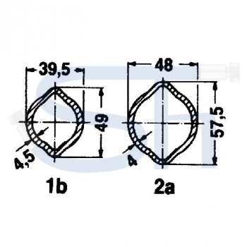 Profilrohre 800mm - 49 x 39,5 x 4,5 - Profil 1b - WALTERSCHEID - Zitronenprofil
