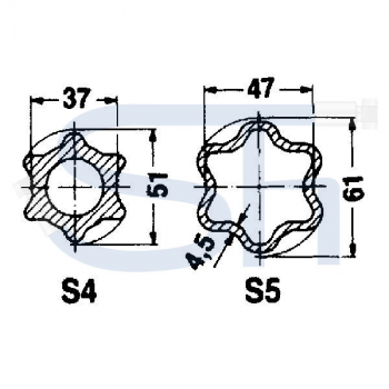 Profilrohre 800mm - 61 x 47 x 4,5 - Profil S5 - WALTERSCHEID - Zitronenprofil