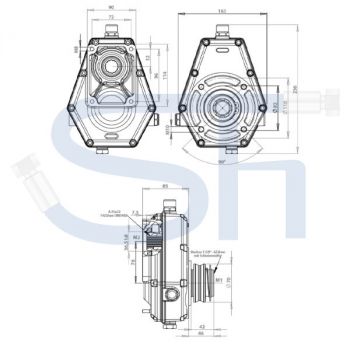 Zapfwellengetriebe BG2 - 1:3.8 - mit Schiebemuffe - 4ccm + 4ccm Doppelpumpe BG2