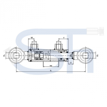 Hydraulikzylinder mit Gelenkauge 70/40/800 Hub - doppeltwirkend