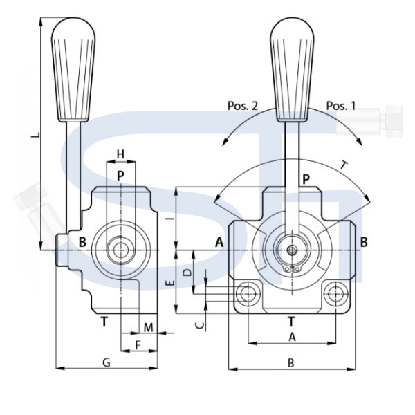4-Wege Drehumschalthahn R 1/2" - offene Ausführung