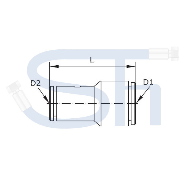 Gerader Reduziersteckverbinder 10mm - 8mm - Kunststoff