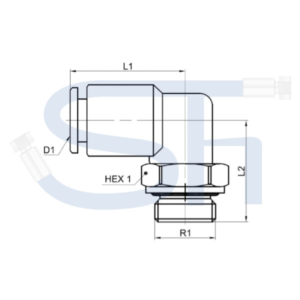 Winkelsteckverbinder zylindrisch 10mm - R 1/4" - Kunststoff