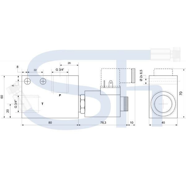 2/2-Wege Elektromagnetventil 150L R 3/4" - 24 V DC - stromlos offen - beidseitig gesperrt