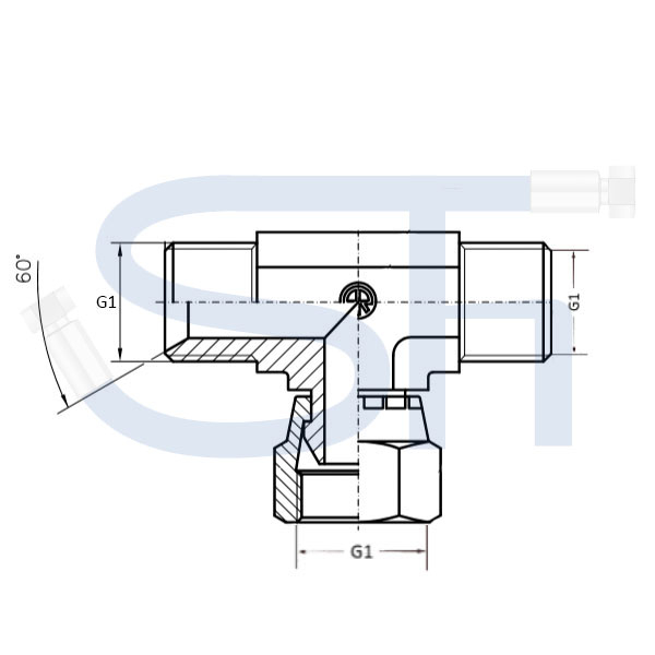 Einstellbare T-Verschraubung R 1 1/2"