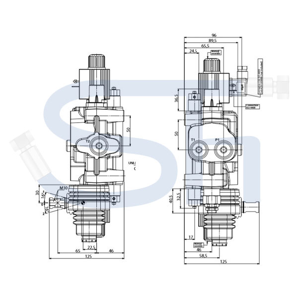 Forstkranventil 70 l/min - 12 V - 8 Funktionen - für Rückewagen - Konstantpumpe - Schwarz/Weiß - SDM 100/8