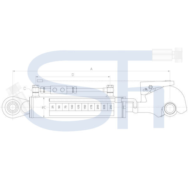 Hydraulischer Oberlenker Kat. 1 - 200 Hub - mit Fanghaken