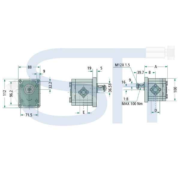 Zapfwellengetriebe BG2 - 1:3.8 - mit Schiebemuffe - 20ccm Pumpe BG2