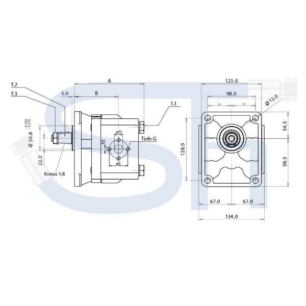 Hydraulikpumpe 73ccm - BG3 - Konus 1:8 - Stahl