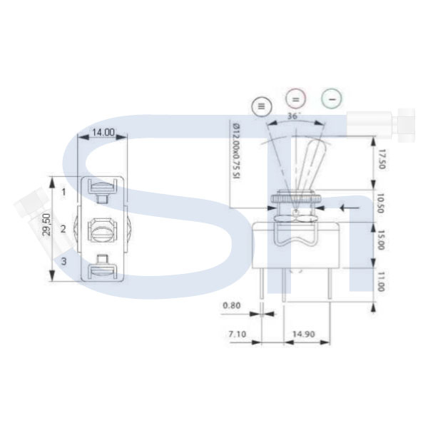 Hebelschalter mit 2 Funktionen - 2 x Raste