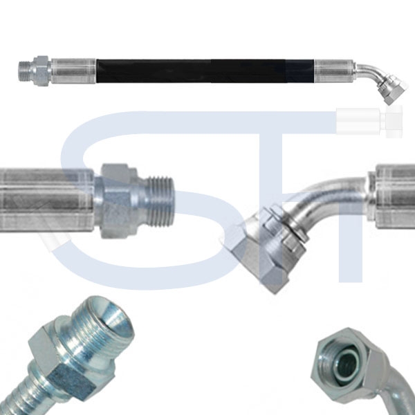 Hydraulikschlauch 2SC DN06 - BSP 1/4" - AG-IG 45°