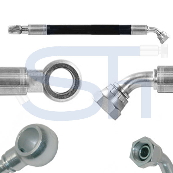 Hydraulikschlauch 2SC DN06 - Ringnippel 1/4" D=13.20mm - IG 45° - BSP 1/4"