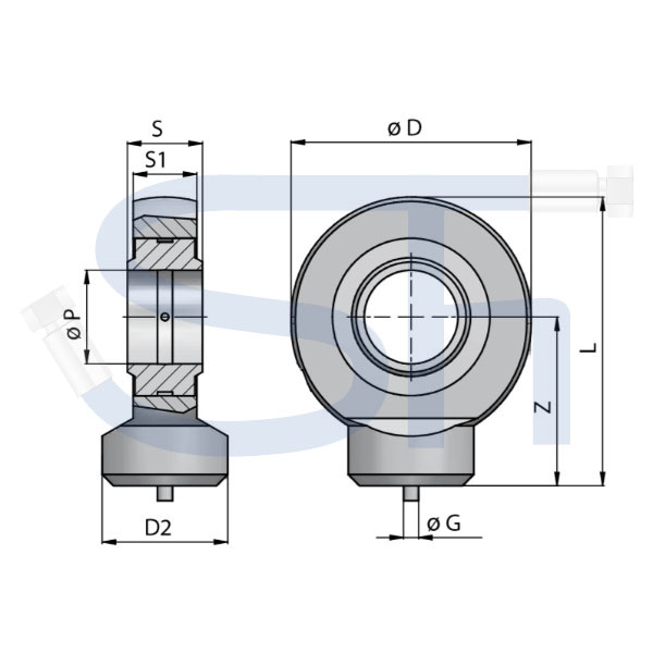 Gelenkkopf 10mm - Stangenseitig - Anschweißauge für Hydraulikzylinder