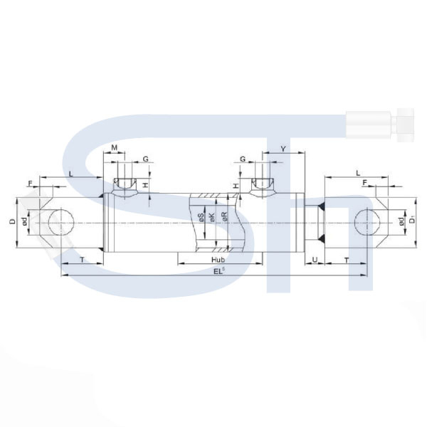 Hydraulikzylinder mit Festauge 70/40/400 Hub - doppeltwirkend