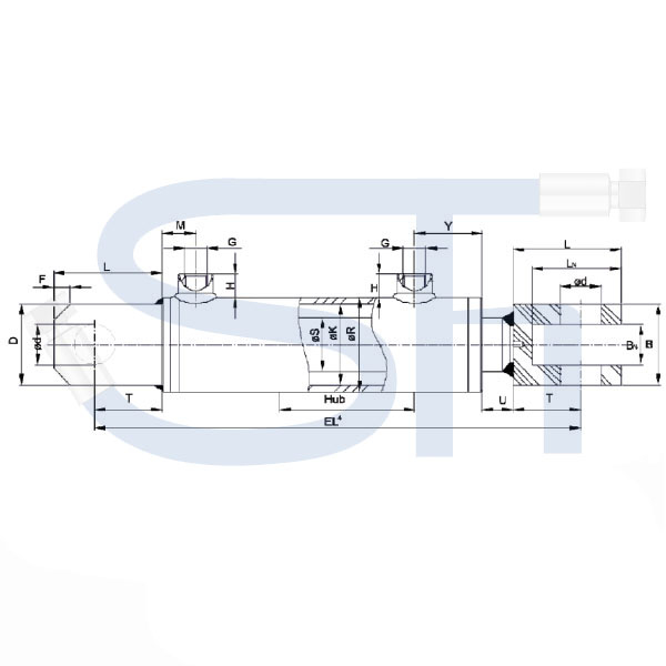 Hydraulikzylinder mit Gabelkopf 32/20/100 Hub - doppeltwirkend