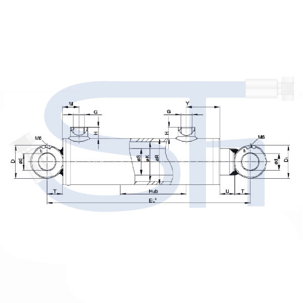 Hydraulikzylinder mit Querbuchse 32/20/800 Hub - doppeltwirkend