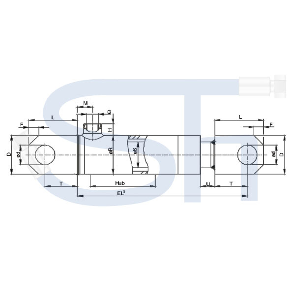 Hydraulikzylinder mit Festauge 16/80 Hub - einfachwirkend
