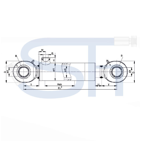 Hydraulikzylinder mit Gelenkauge 16/50 Hub - einfachwirkend