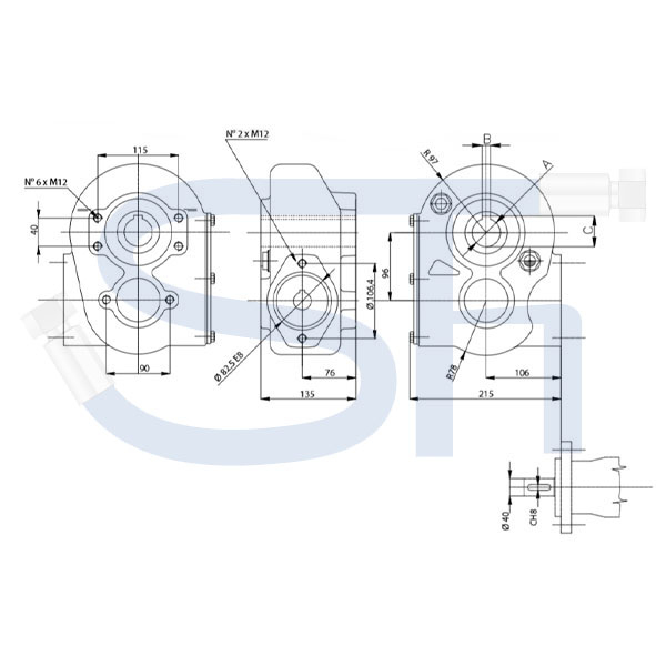 Kratzbodengetriebe RT160-40 - Übersetzung 8,4:1 - 25mm Welle