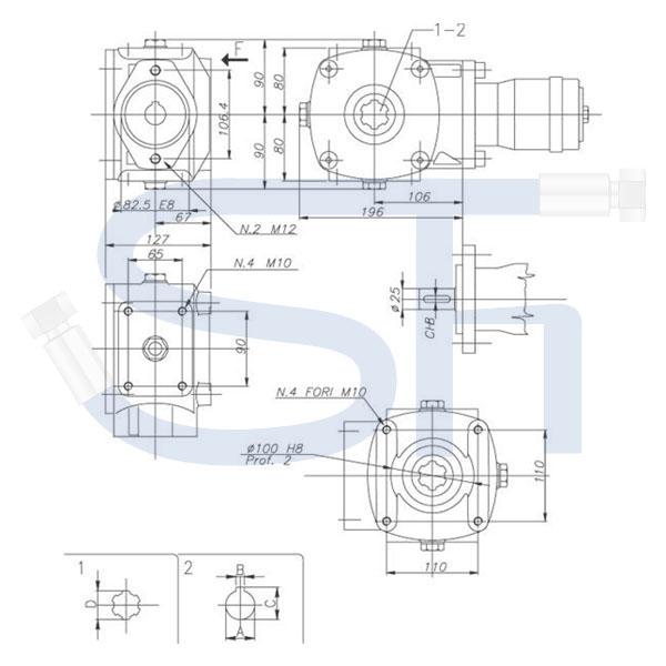 Kratzbodengetriebe RT45-30 - Übersetzung 1,9:1 - 25mm Welle