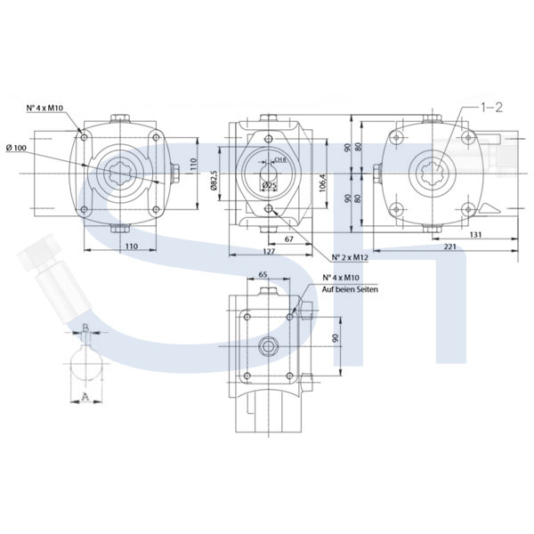 Kratzbodengetriebe RT90-30 - Übersetzung 3,1:1 - 25mm Welle