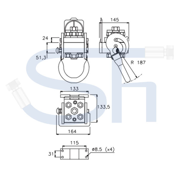 Multikupplung FASTER BG2 4-fach 15L - quadratisch -Nippelseite (Loshälfte) - 2P506-1 - passend für Fendt Traktoren