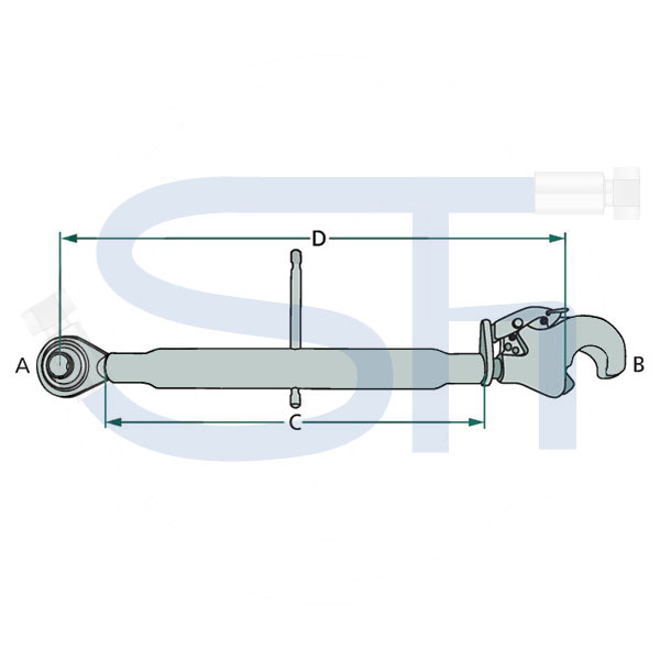 Mechanischer Oberlenker Kat. 2 - Länge 745mm - M 30x3,5 - mit Fanghaken